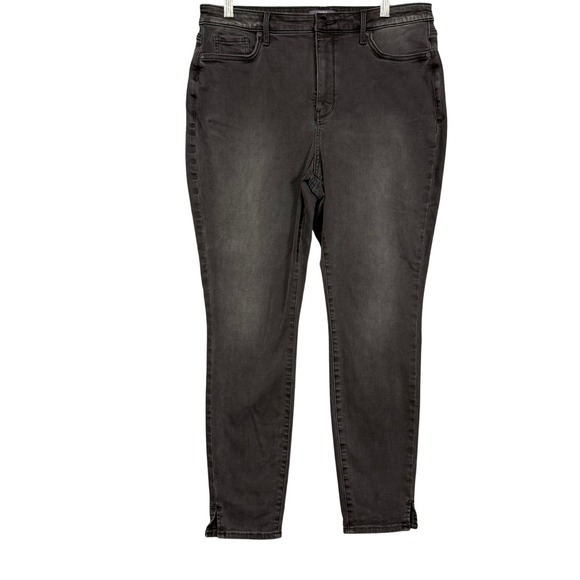 NYDJ Denim - NYDJ Ami Skinny Jeans Womens 12 Black Curve Shaper High Rise Ankle Slit Denim
